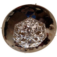 Austrian Modernist Crystal Flush Light