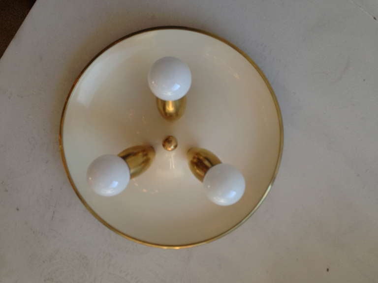 Pair of Italian 50s Mid Century Flush Lights In Excellent Condition In New York, NY