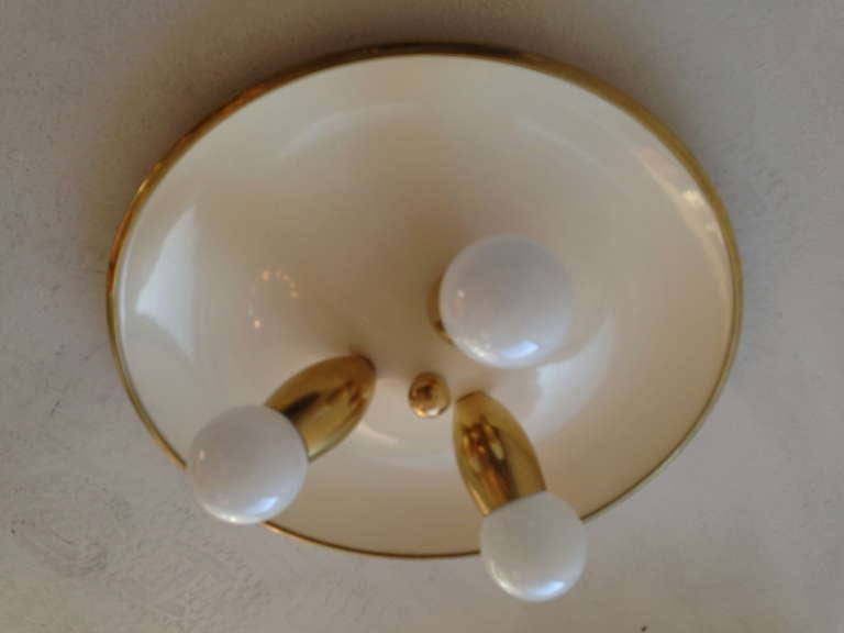 Brass Pair of Italian 50s Mid Century Flush Lights