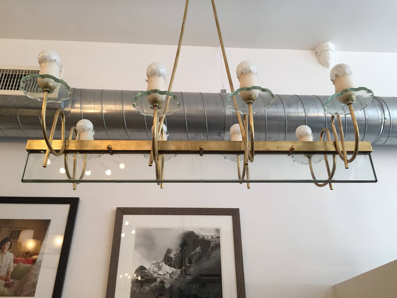 Brass Large Italian Mid-Century Chandelier