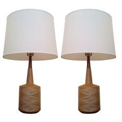 Pair of 50's Art Pottery Lamps