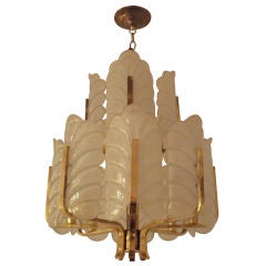 Swedish Fifties Glass Feather Chandelier