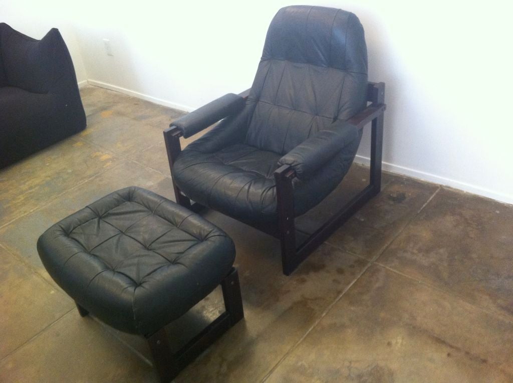 Mid-Century Modern Brazilian Lounge Chair and Ottoman