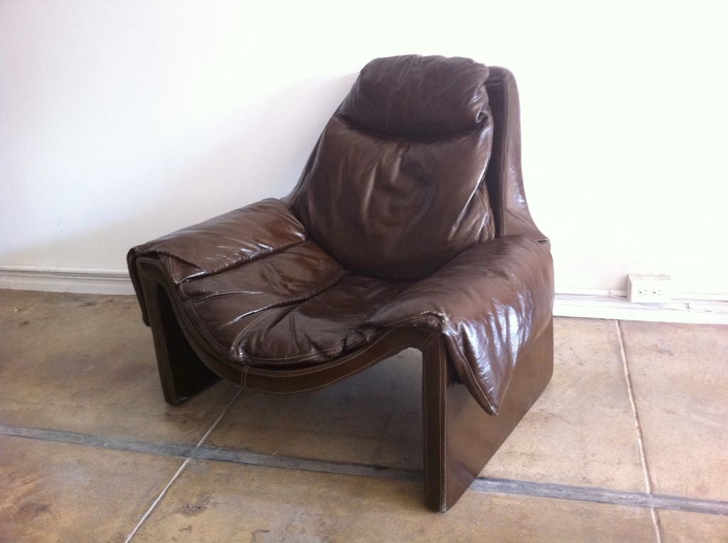 Italian Rare 1970s Vittorio Introini for Saporiti Lounge Chair and Ottoman