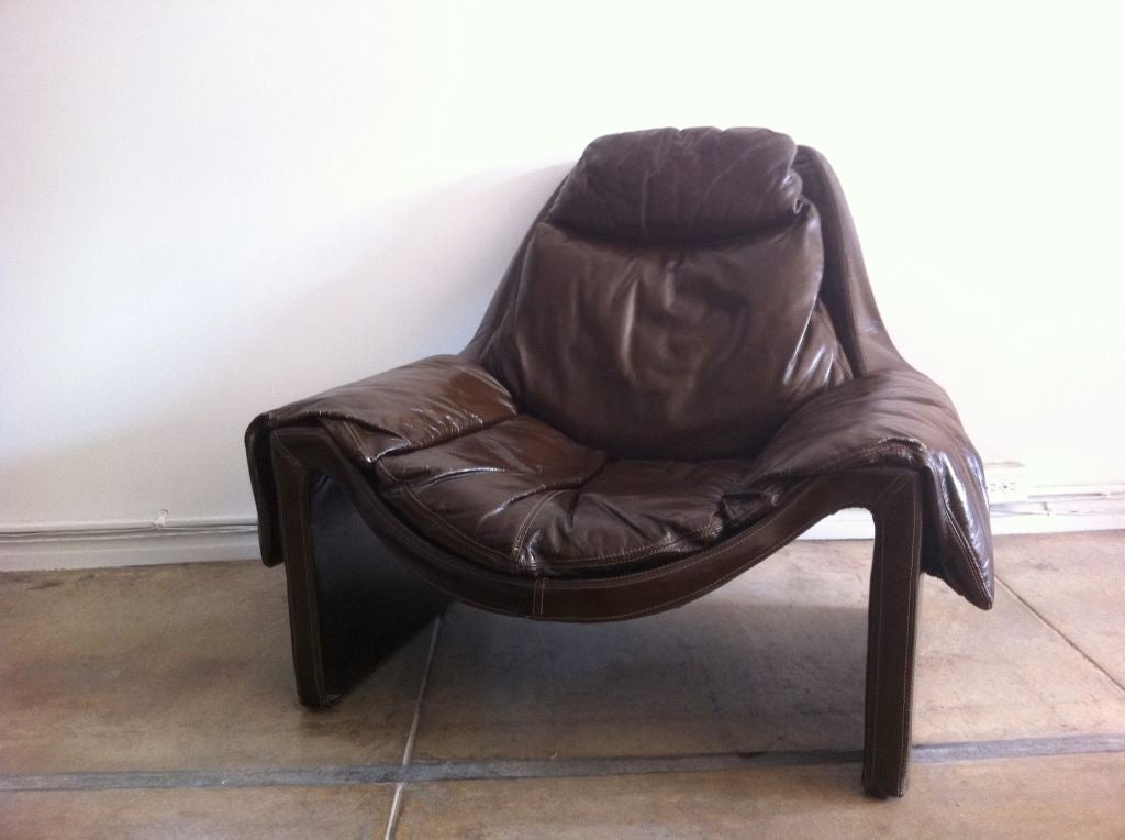 Rare 1970s Vittorio Introini for Saporiti Lounge Chair and Ottoman In Excellent Condition In New York, NY