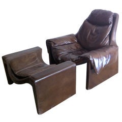Rare 1970s Vittorio Introini for Saporiti Lounge Chair and Ottoman