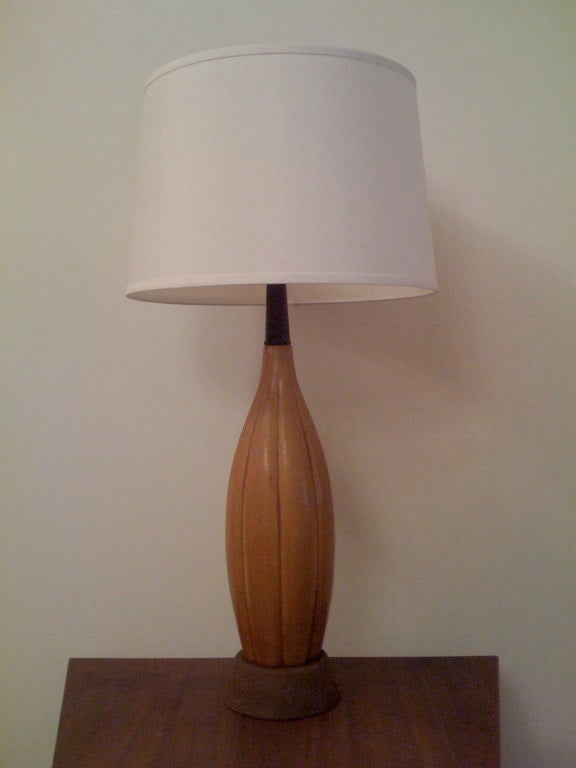 Mid-20th Century One Ceramic Gourd Table Lamp For Sale