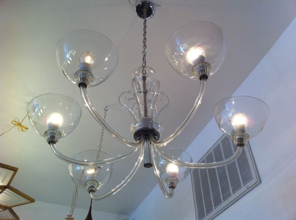 Czech Seventies Bohemian Glass Chandelier For Sale