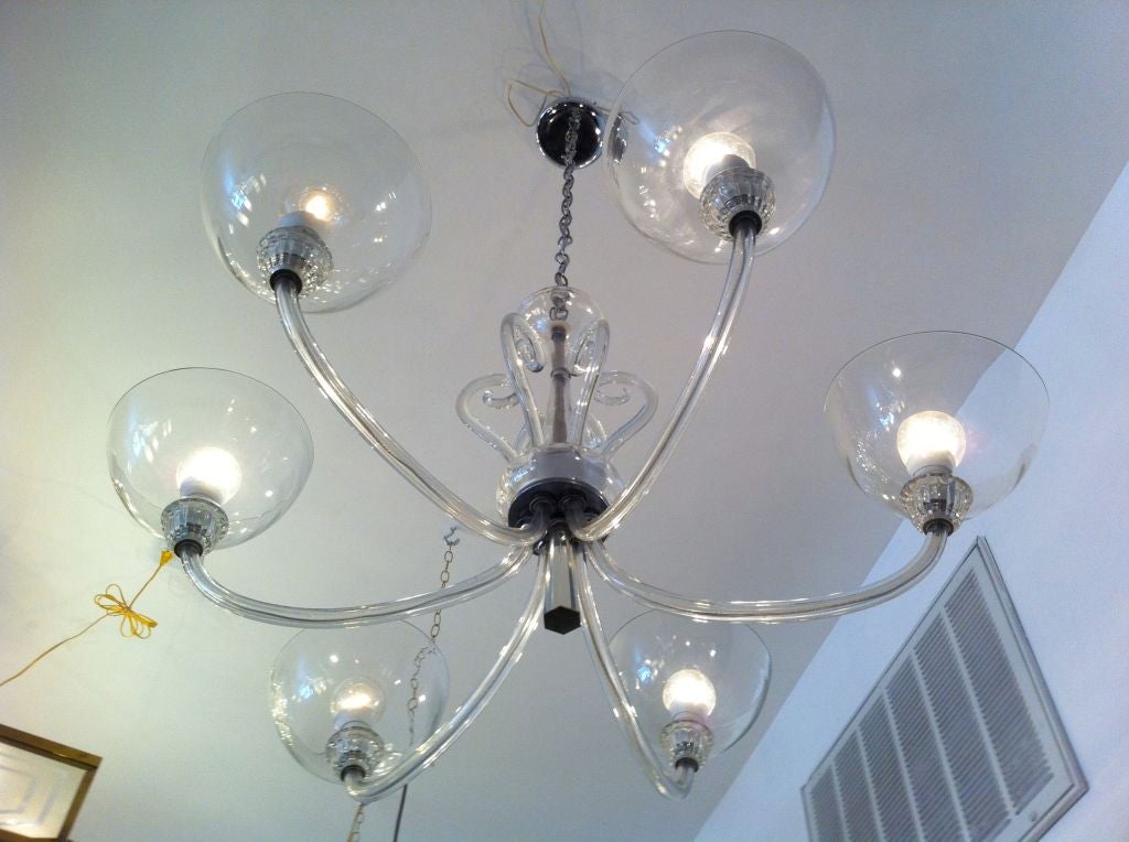 Late 20th Century Seventies Bohemian Glass Chandelier For Sale