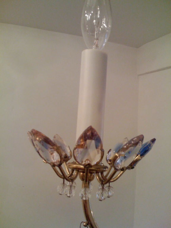 Mid-Century Modern Jl Lobmeyr Colored Crystal Chandelier For Sale