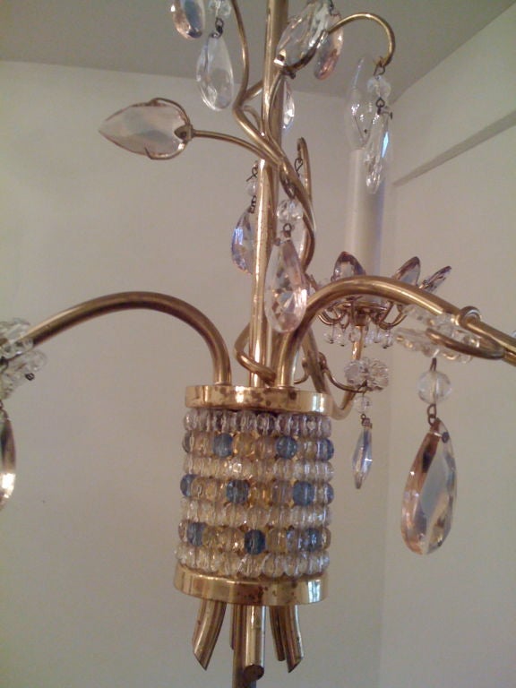 Austrian Jl Lobmeyr Colored Crystal Chandelier For Sale