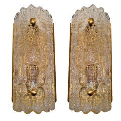 Pair of Orrefors Glass Fifties Sconces
