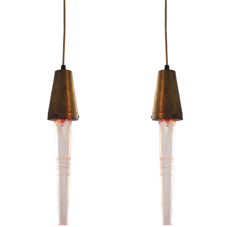 Paire de pendentifs en verre RAAK des années 1960 en vente