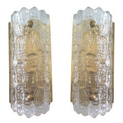 Pair of Orrefors Glass Fifties Sconces