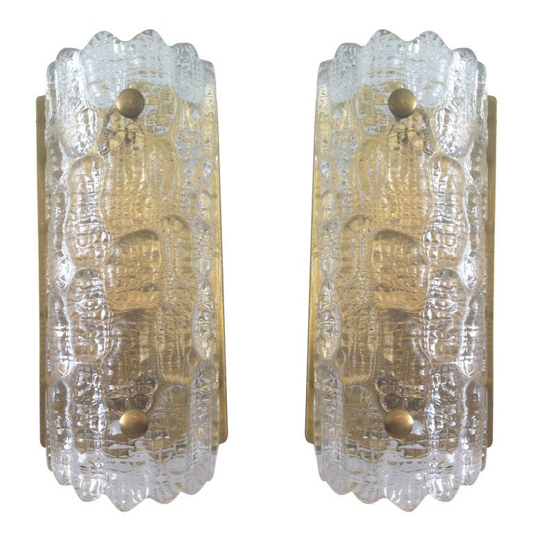 Pair of Orrefors Glass Fifties Sconces