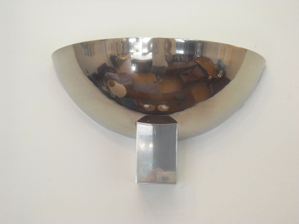 A great pair of French modernist chrome sconces.