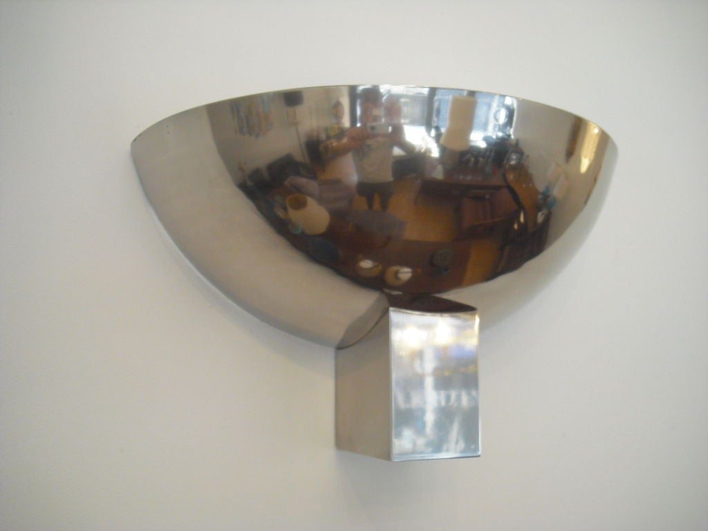 Chrome Pair of French Art Deco Wall Sconces/Lights