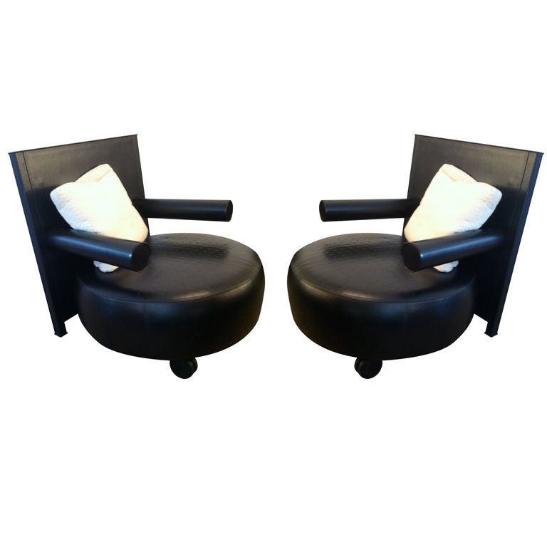 Pair of Antonio Citterio 80
s Leather Chairs (3)