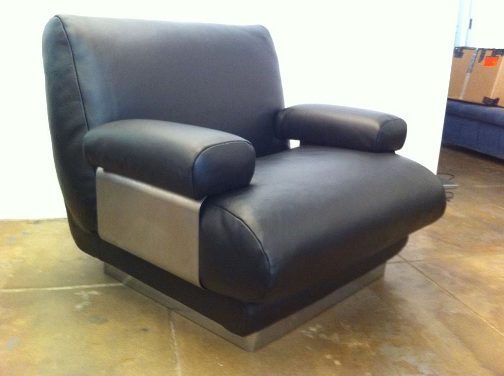 Pair of Jacques Charpentier Leather Club Chairs