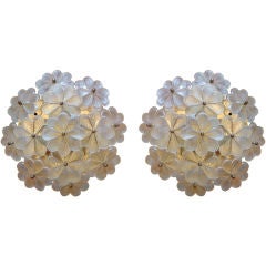 Pair of Austrian Floral Flush Ceiling Chandelier