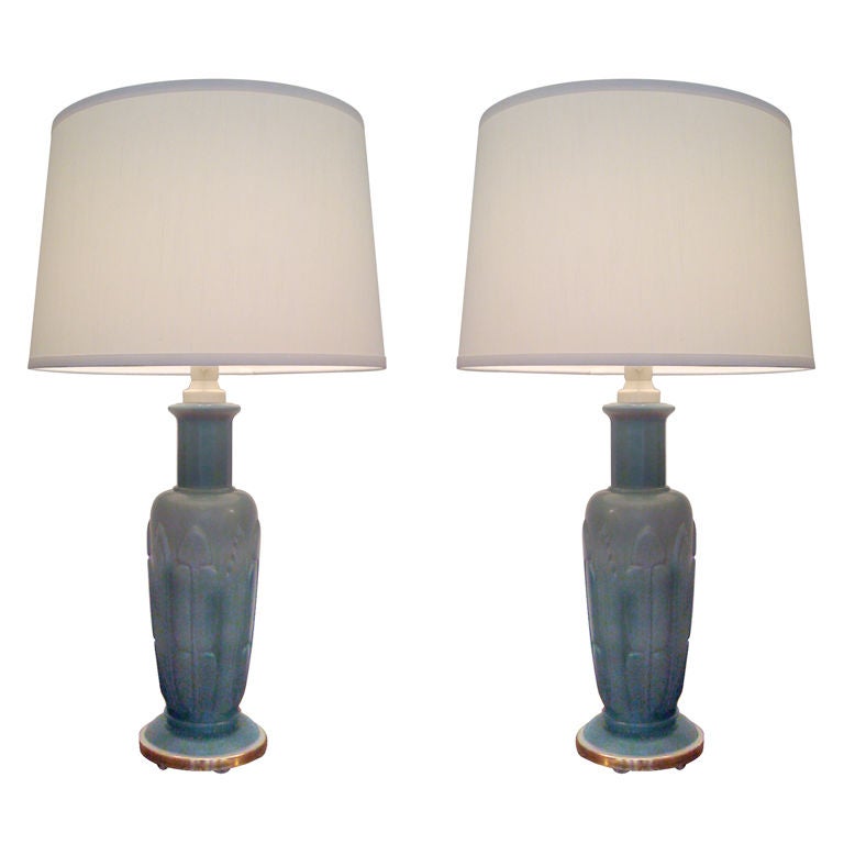 Pair of 1940s Glass Table Lamps