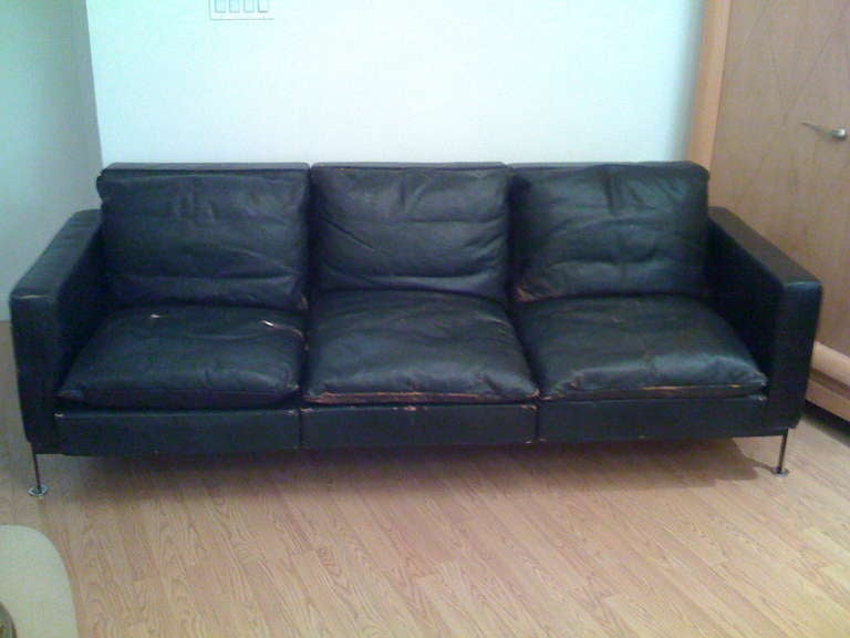 Robert Haussmann 1960s Leather and Down Sofa 3