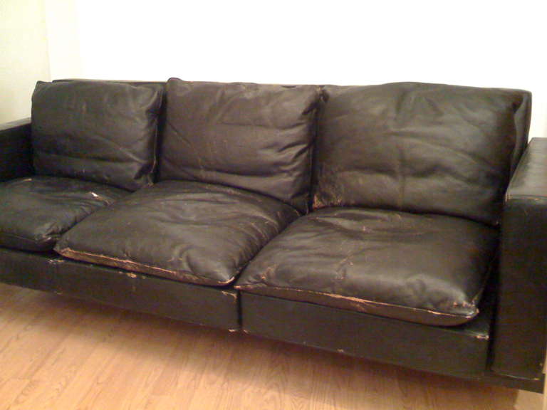 Mid-20th Century Robert Haussmann 1960s Leather and Down Sofa