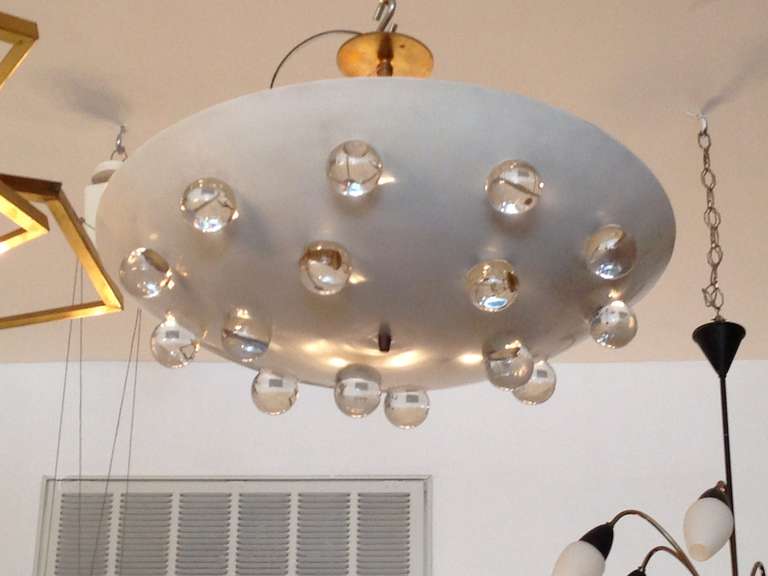 Gold Gilded Crystal Orb Flush Light / Pendant