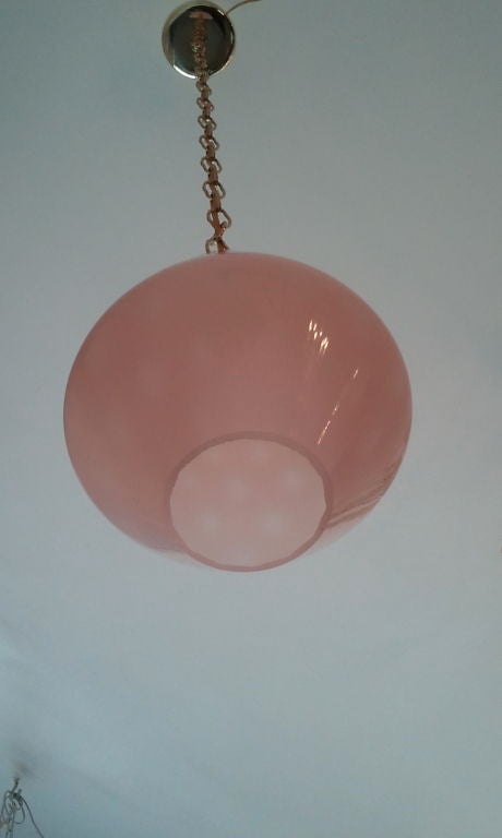 A pair of pale pink 1950's blown Murano glass pendants by Seguso  .