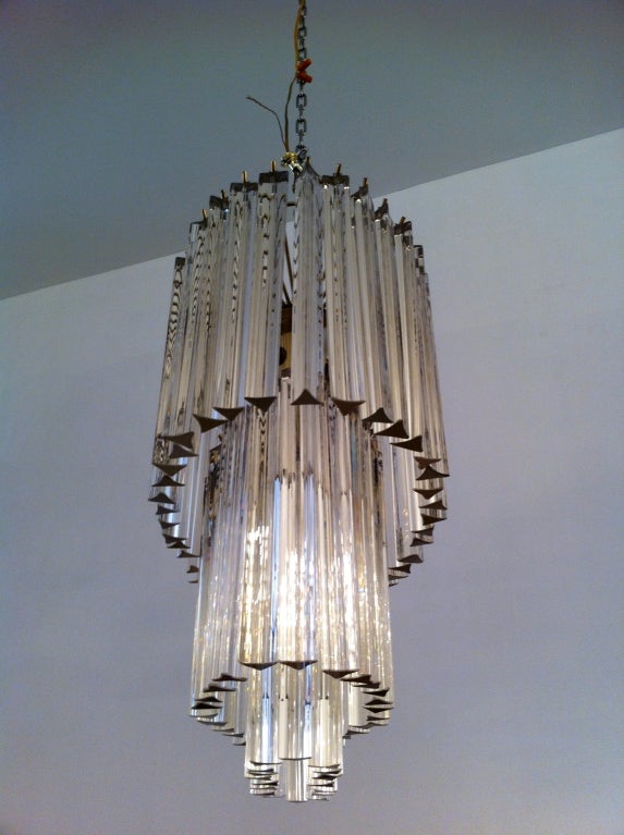 Late 20th Century Large Murano Glass Prism Chandelier