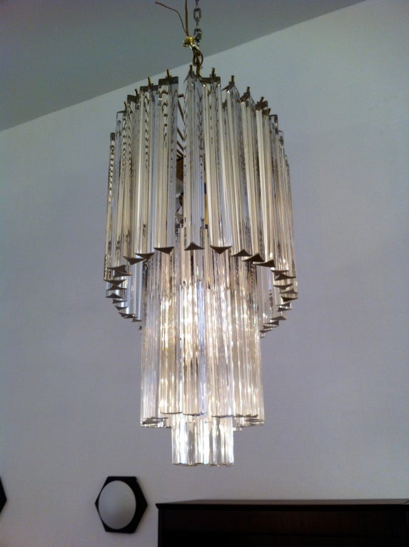 Large Murano Glass Prism Chandelier 1