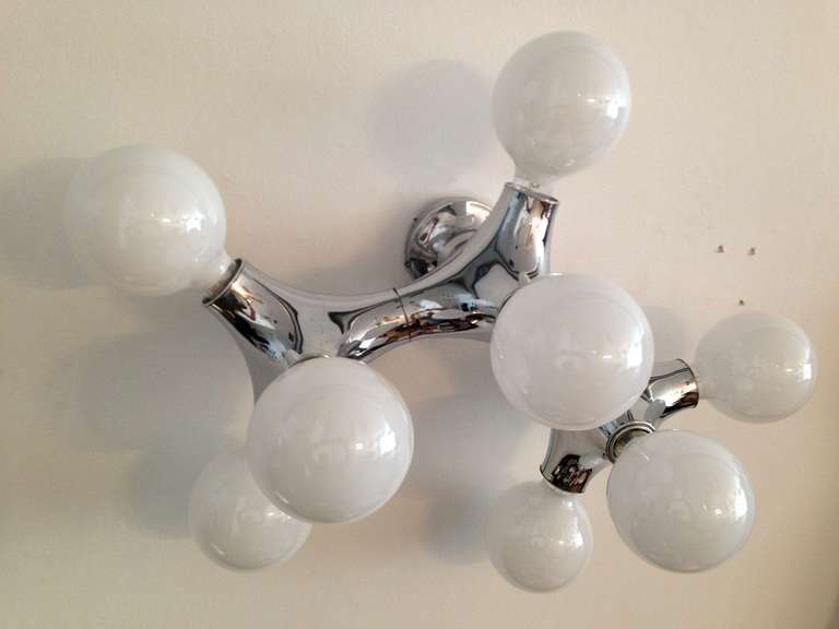 Chrome Cosack German Organic 1960s Flush Ceiling / Wall Light by Cosack