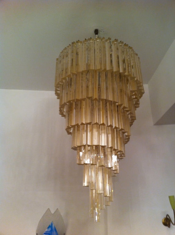 Italian Gold Venini Glass Chandelier