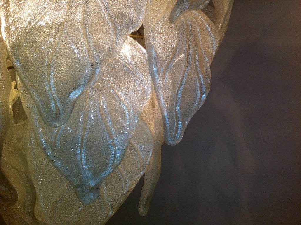 Mid-20th Century Murano Glass Leaf Chandelier