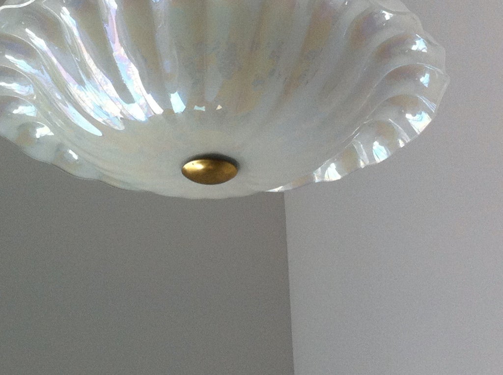 American 1930 Art Deco Flush Glass Ceiling Light