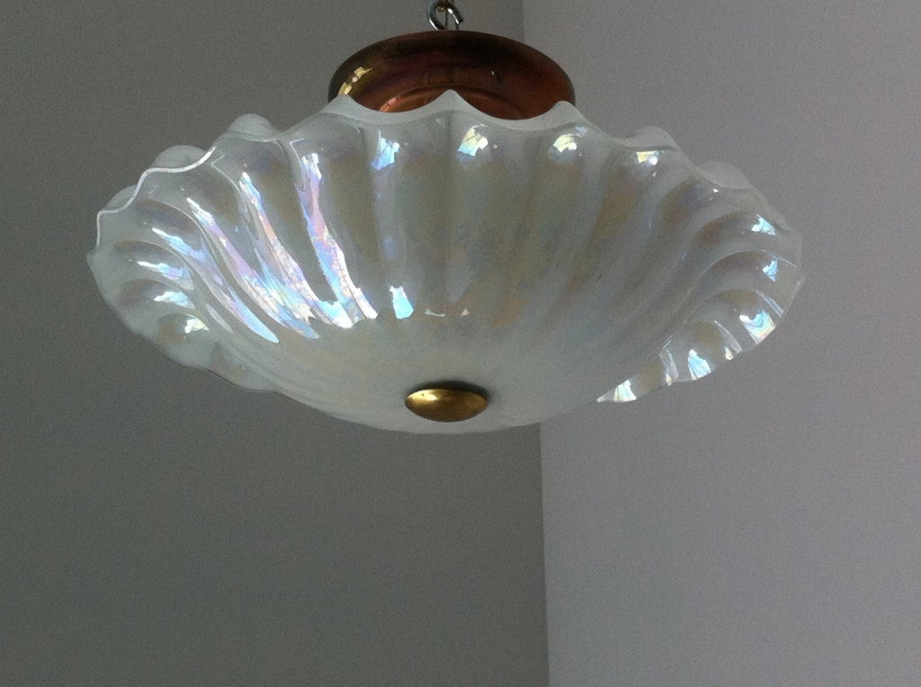 Mid-20th Century 1930 Art Deco Flush Glass Ceiling Light