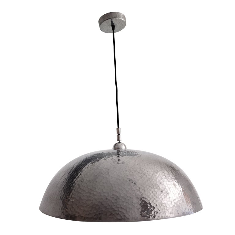 Hammered Chrome Half Dome Light For Sale