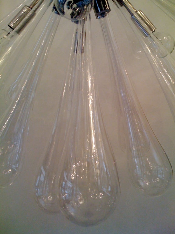 Mid-Century Modern Grand lustre en verre de Murano soufflé en vente