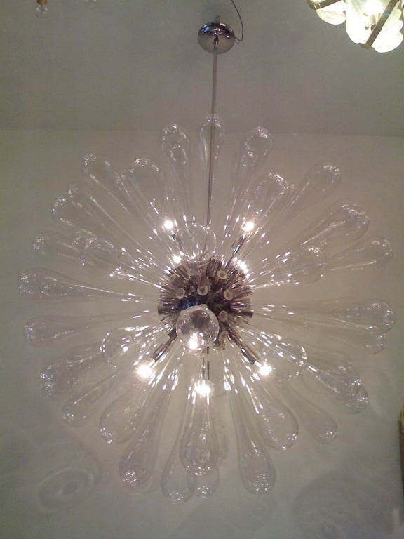 Mid-Century Modern Large Murano Blown-Glass Chandelier For Sale