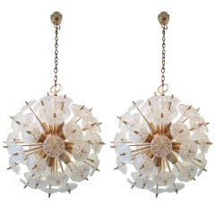 Pair of Belgian Snowflake Chandeliers