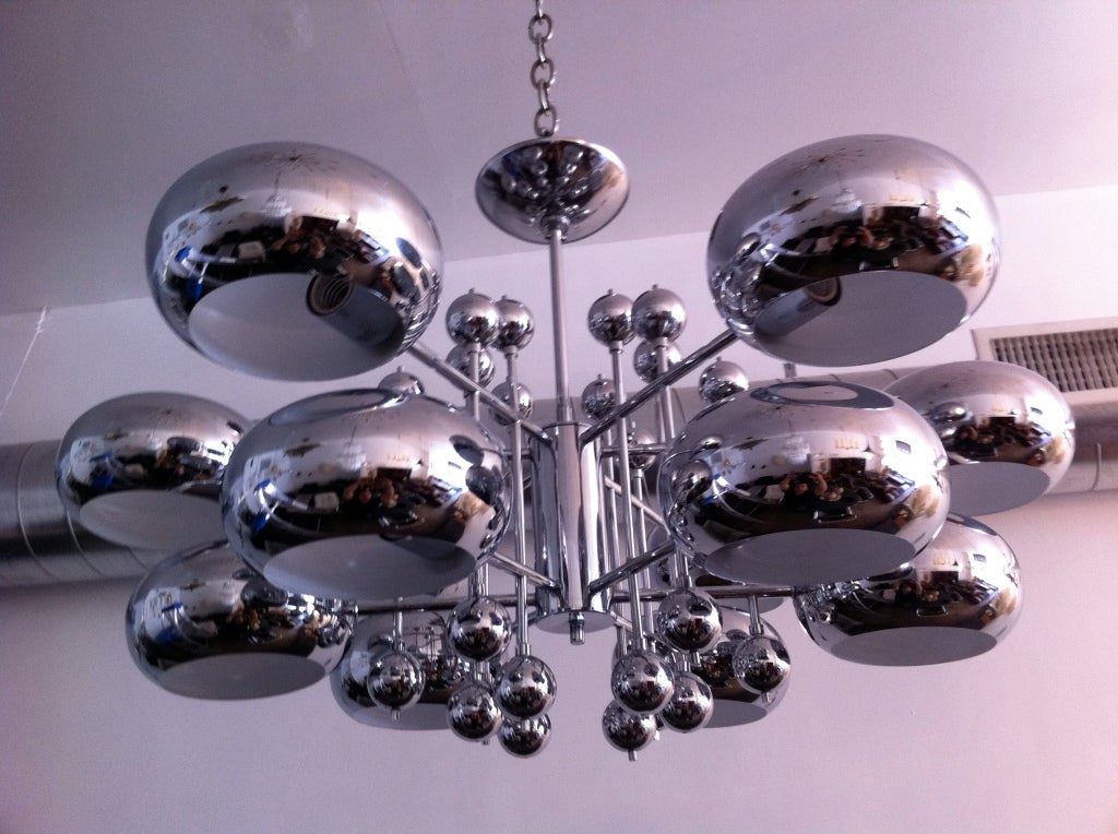 Grand 70's Italian Chrome Chandelier