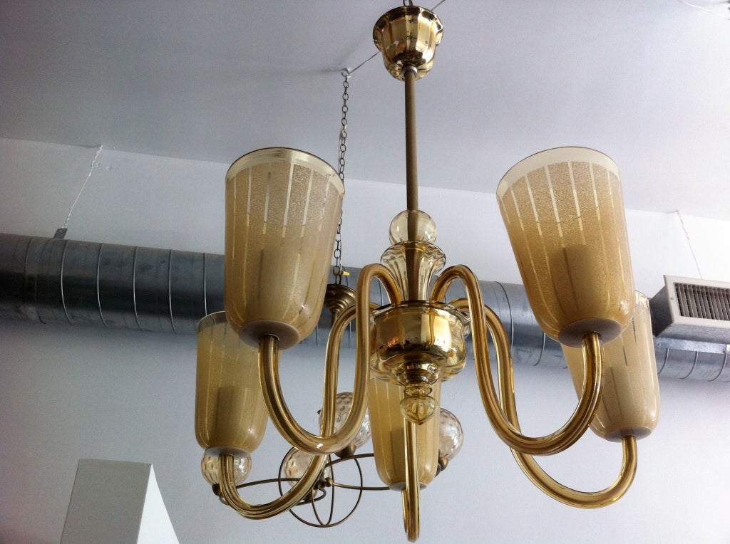 Mid-20th Century Austrian Deco Glass Chandelier For Sale