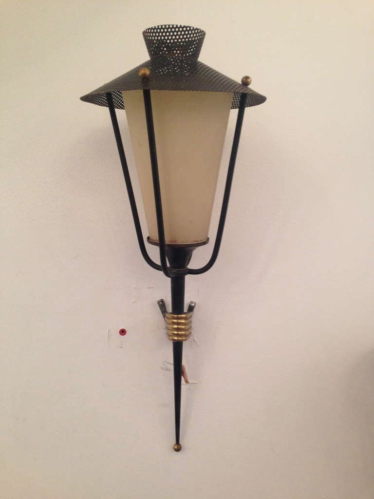 Mid-Century Modern Set of Four Arlus French Wall Lights