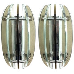 Pair of 60's Italian Glass Sconces