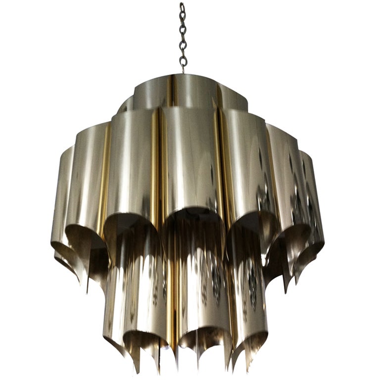 Robert Sonneman "High Style" Brass Chandelier For Sale