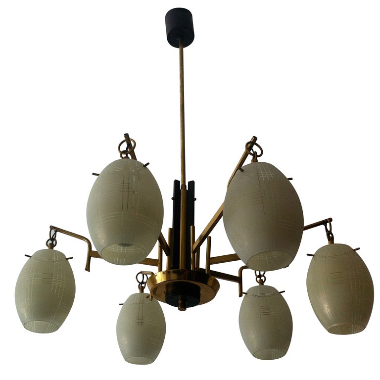 Italian 50's Modern Chandelier For Sale