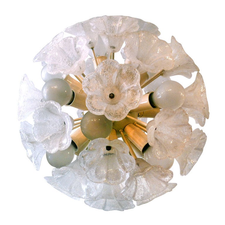 Swedish Glass Floral Pendant Chandelier