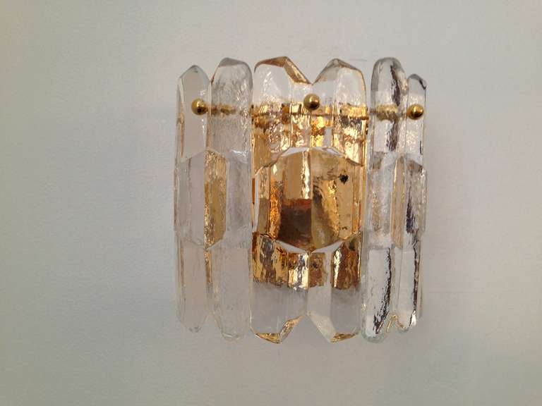 Brass Kalmar 1960s Glass Wall Light
