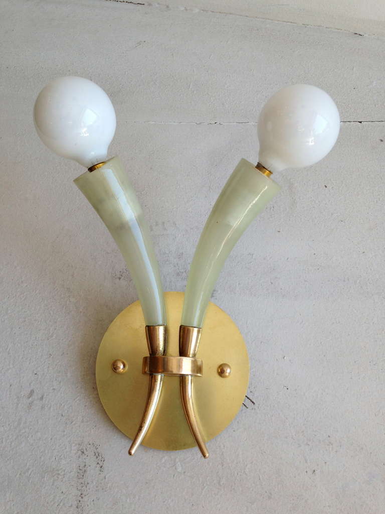 Art Deco Pair of Barovier Italian Murano Glass 1940s Sconces