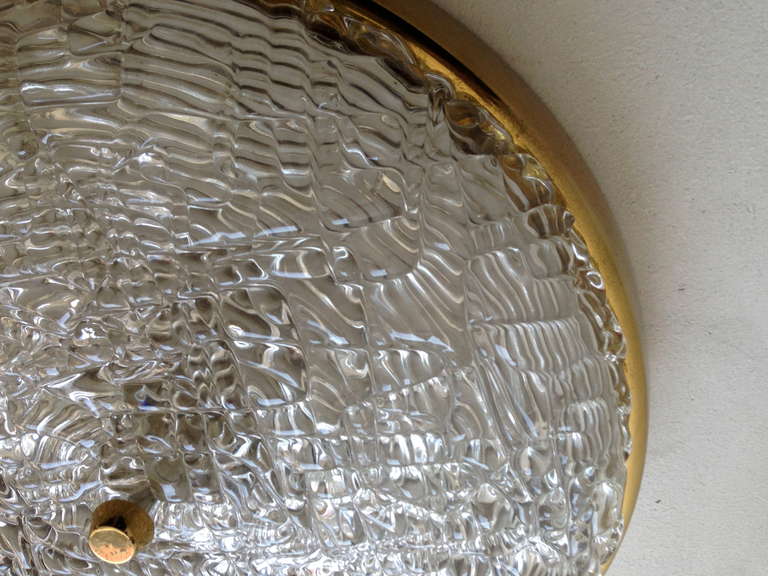 Austrian 1950s Blown Glass Flush Light In Excellent Condition In New York, NY